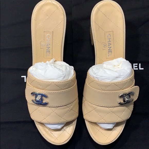 CHANEL Beige Mules-size 38.5 - Picture 3 of 16